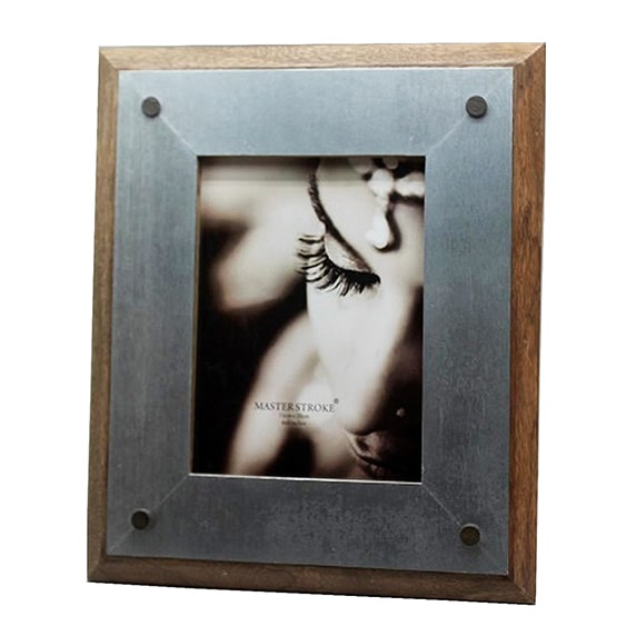 5×7 photo frame metal + wood brown