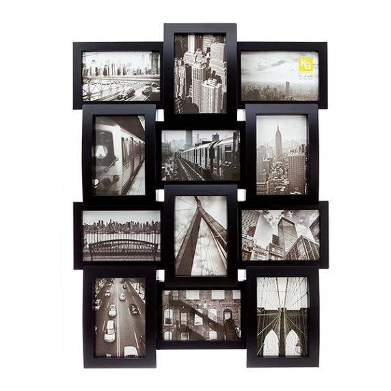Cadre Collage Courbe – 12 Photos 4×6 – Noir